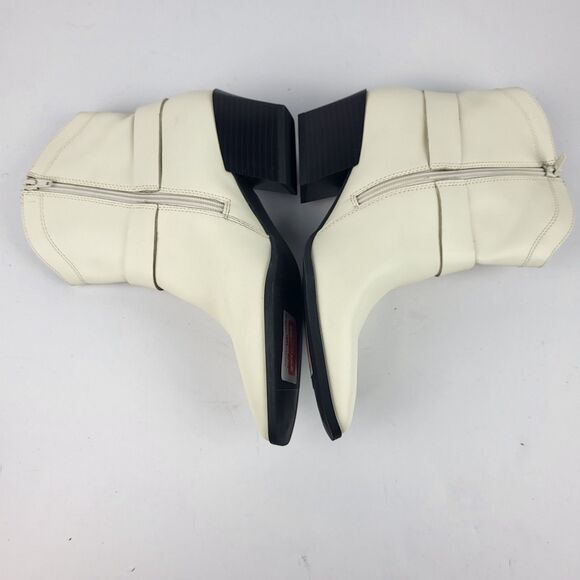 Open Edit Enzo Women's Leather Ankle Boot Ivory Western Bootie Size 8M - Picture 7 of 11